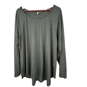 Cato Olive Green Embellished Top 22 24W Round Hem‎ Plus Tunic Comfort Soft